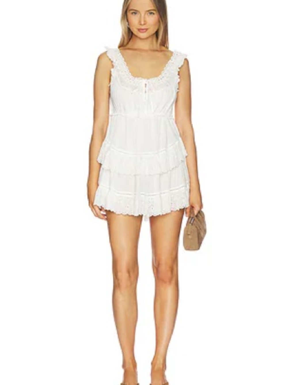 Lovers + Friends White Tiered Ruffle Mini Dress